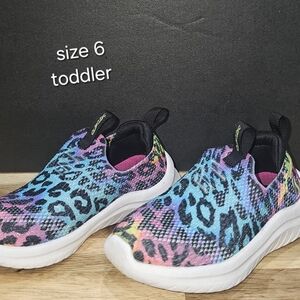 Skechers Kids Rainbow Leopard Slip-On Sneakers - Blue, Pink, Purple, Yellow